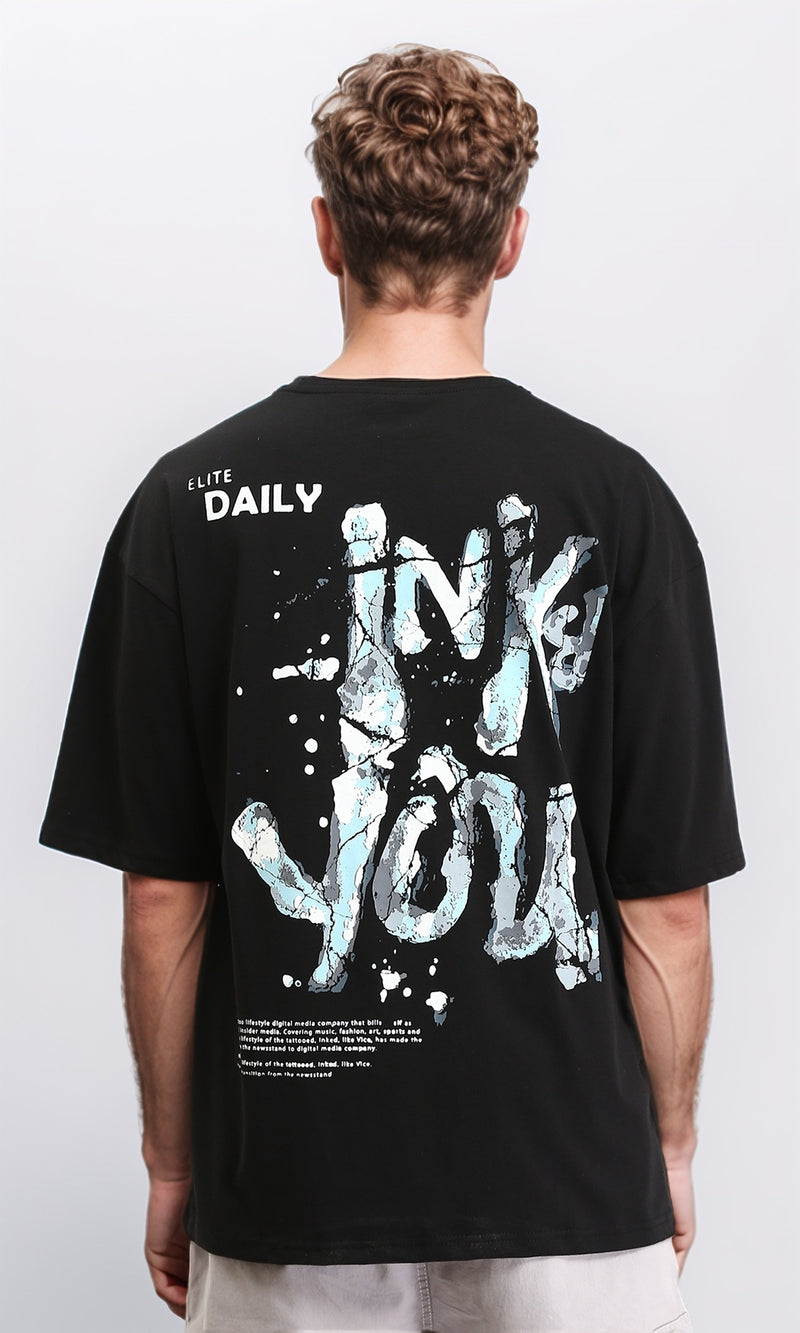 R209417 - Crew Neck Printed Regular Fit Tee - Black