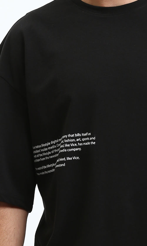 R209417 - Crew Neck Printed Regular Fit Tee - Black