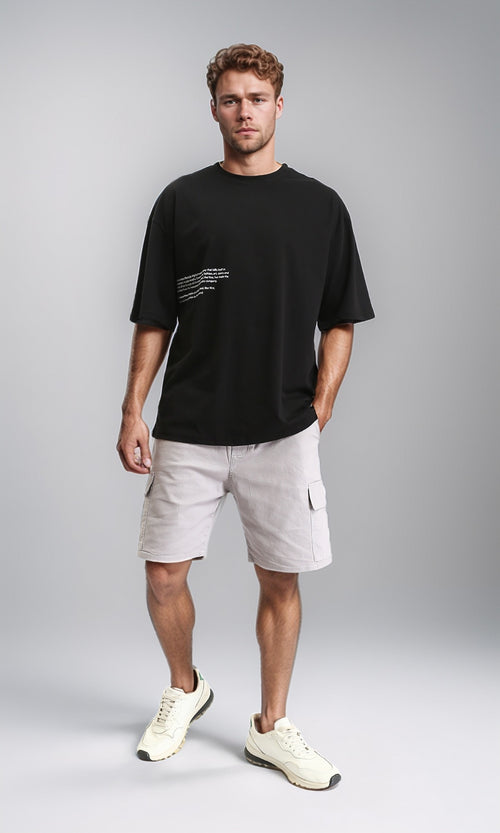 R209417 - Crew Neck Printed Regular Fit Tee - Black