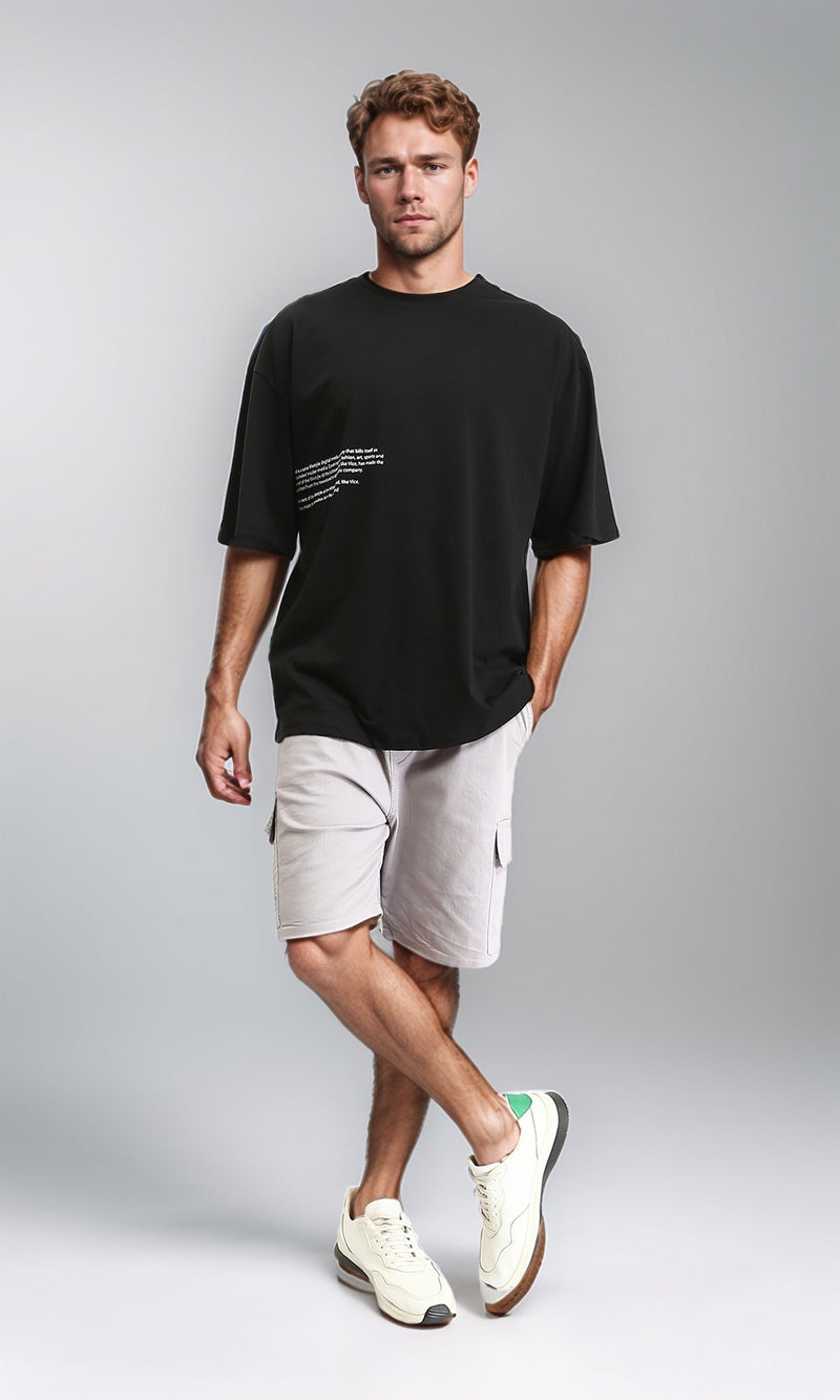 R209417 - Crew Neck Printed Regular Fit Tee - Black