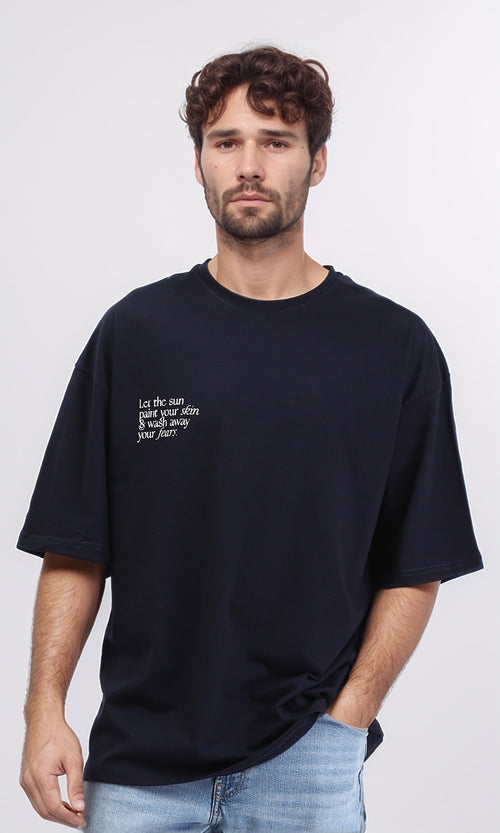 R209419 - Slip On Printed Summer Tee - Navy Blue