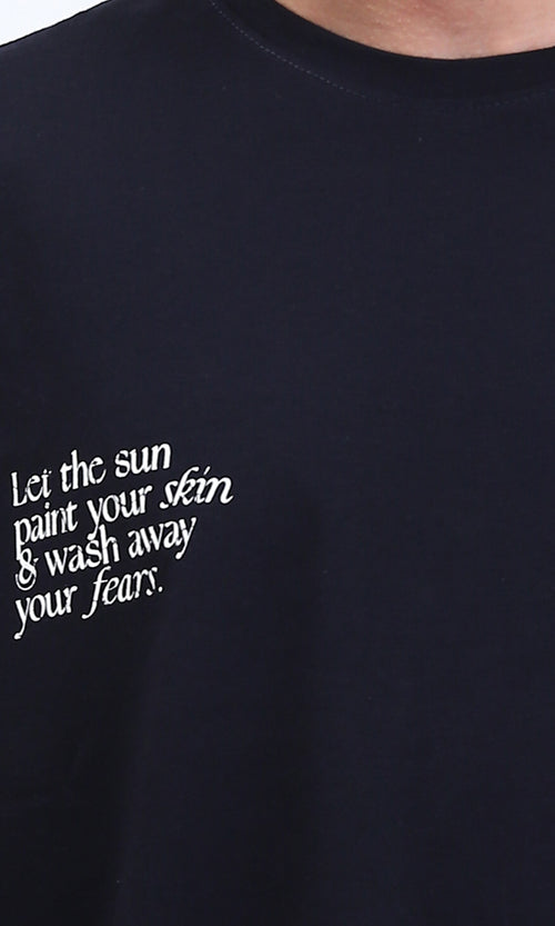 R209419 - Slip On Printed Summer Tee - Navy Blue