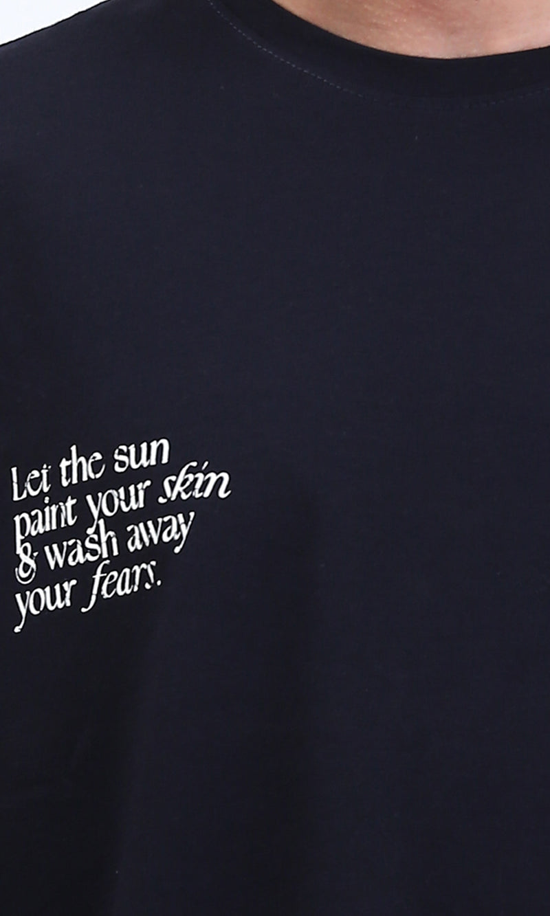 R209419 - Slip On Printed Summer Tee - Navy Blue