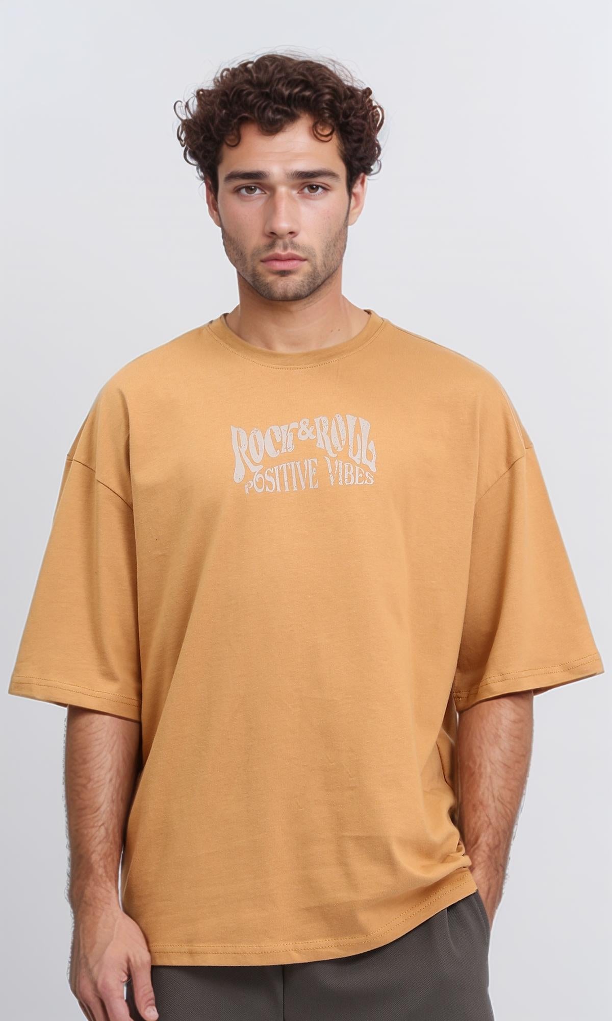 "rock & Roll" Printed Comfy Tee - Goldenrod