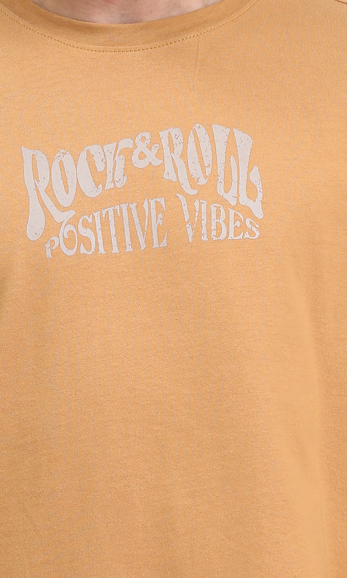 R209421 - "Rock & Roll" Printed Comfy Tee - Goldenrod