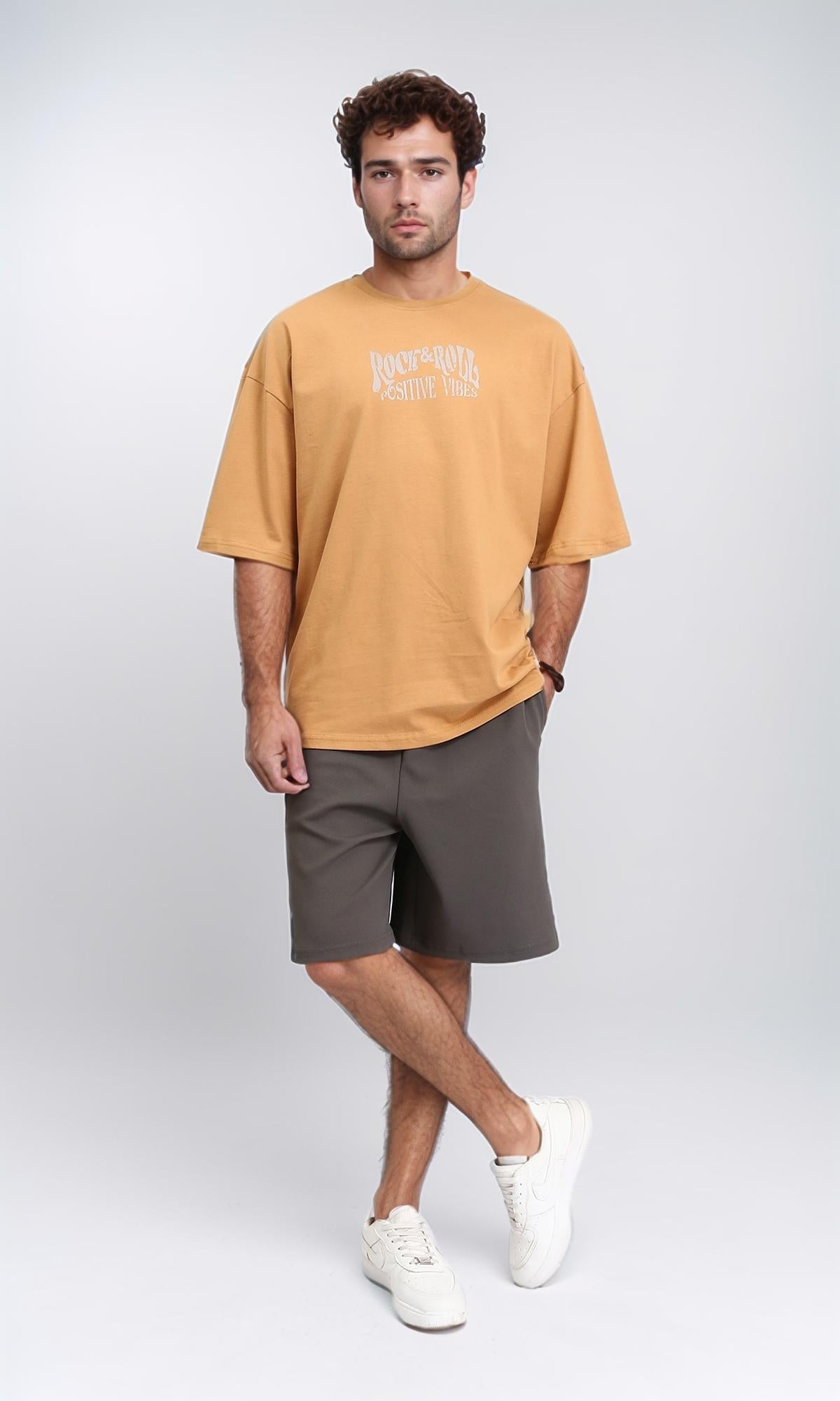 R209421 - "Rock & Roll" Printed Comfy Tee - Goldenrod