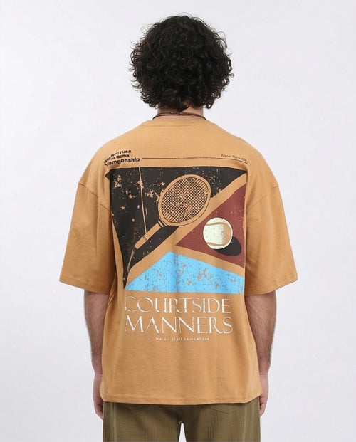 Ravin | Courtside Manners Oversized T-Shirt in Ochre - R209422