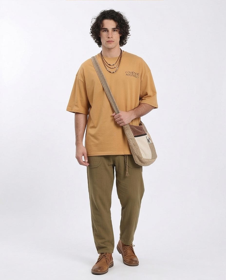 Ravin | Courtside Manners Oversized T-Shirt in Ochre - R209422