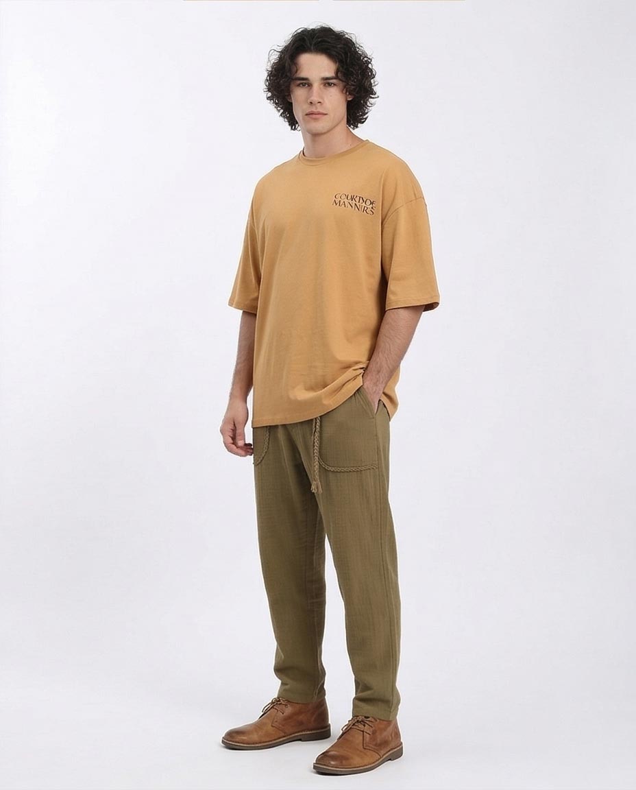 Ravin | Courtside Manners Oversized T-Shirt in Ochre - R209422