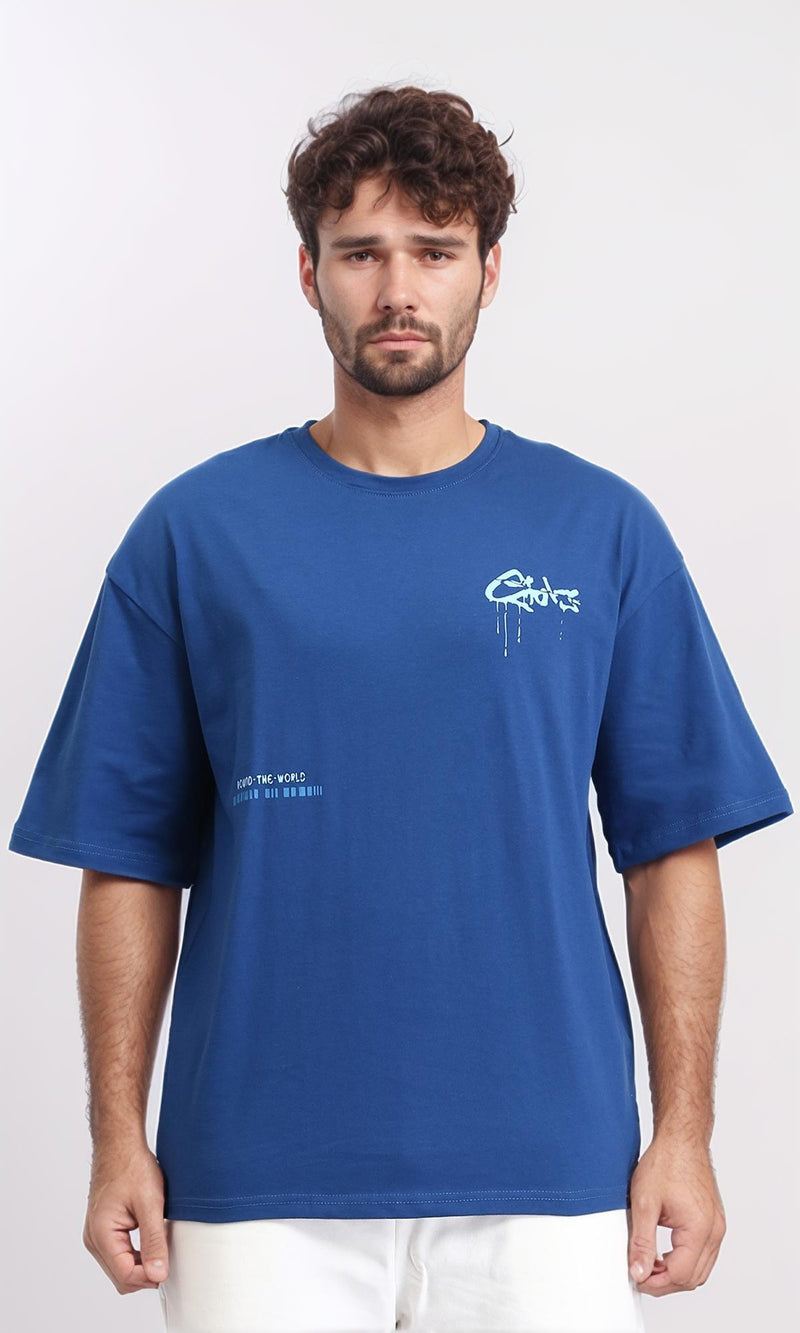 R209423 - Crew Neck Printed Summer Tee - Dark Blue