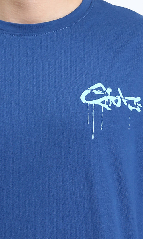 R209423 - Crew Neck Printed Summer Tee - Dark Blue