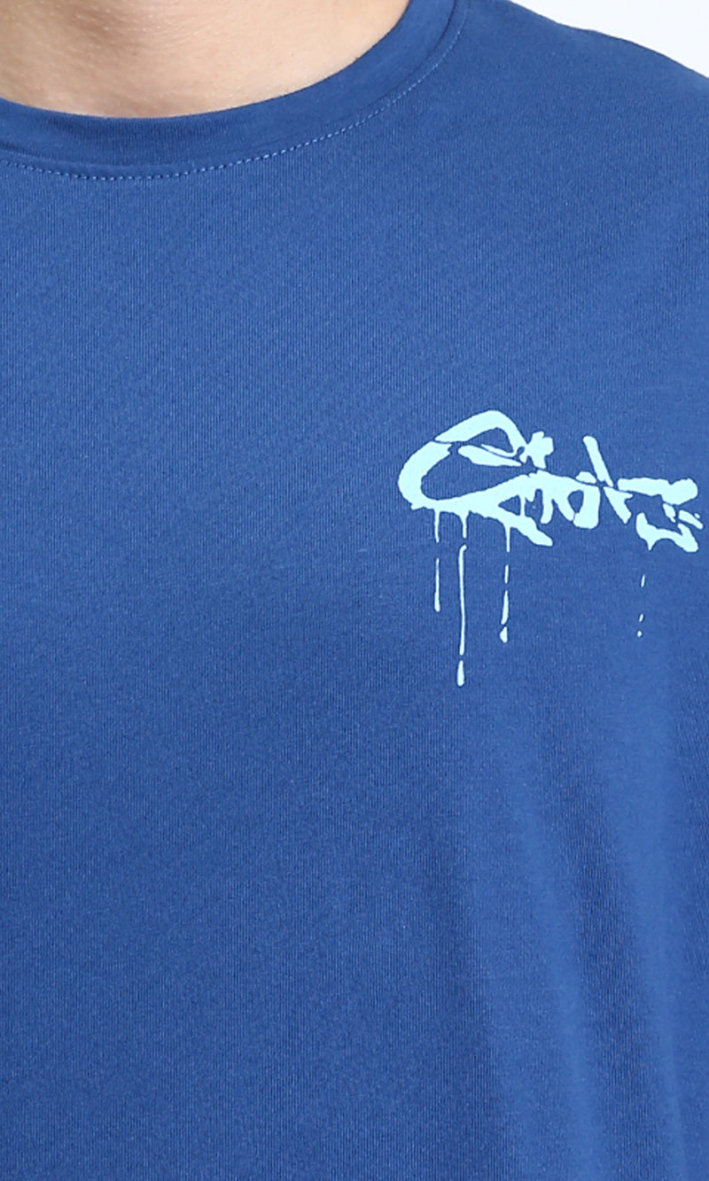 R209423 - Crew Neck Printed Summer Tee - Dark Blue