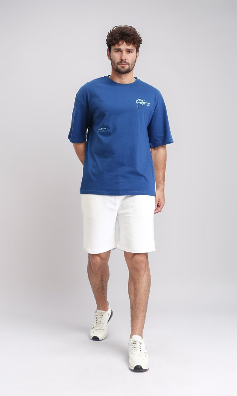 R209423 - Crew Neck Printed Summer Tee - Dark Blue