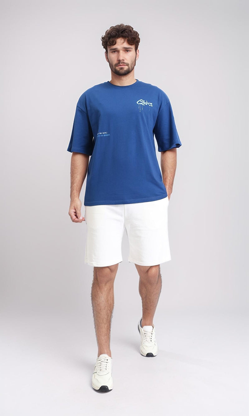 R209423 - Crew Neck Printed Summer Tee - Dark Blue