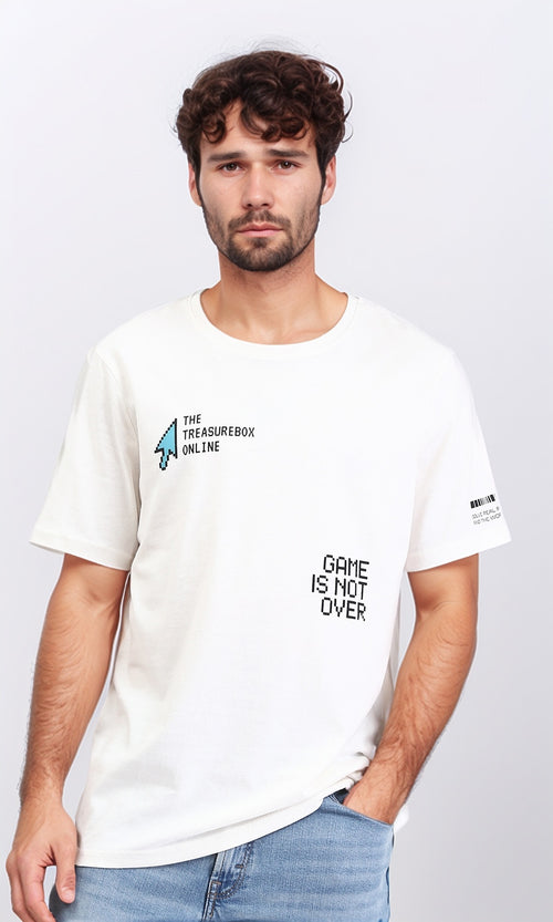 R209424 - "Game" Slip On Printed Tee - White