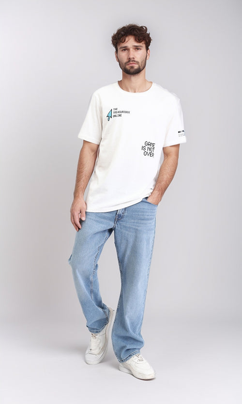 R209424 - "Game" Slip On Printed Tee - White