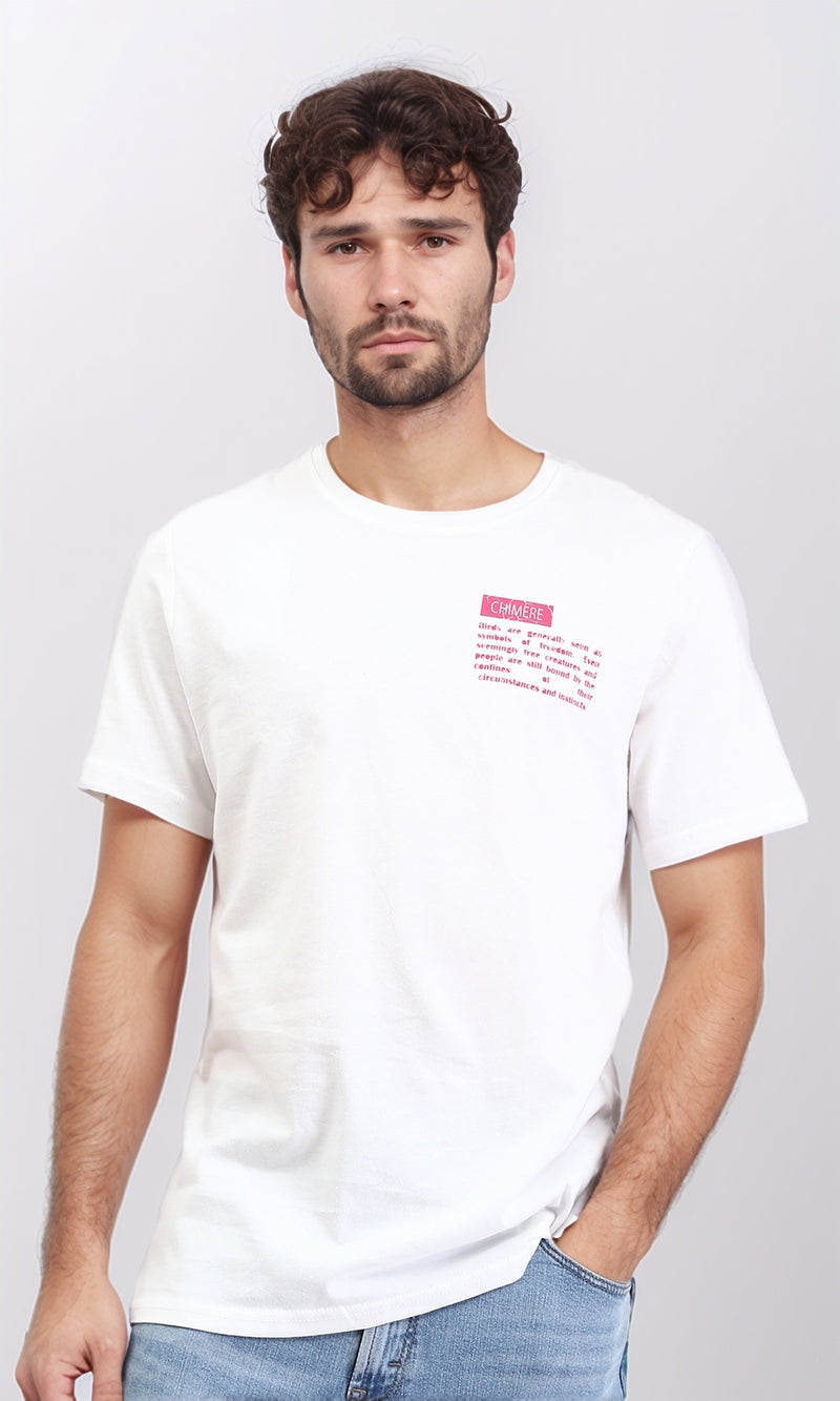 R209425 - Short Sleeves Slip On Printed Tee - White