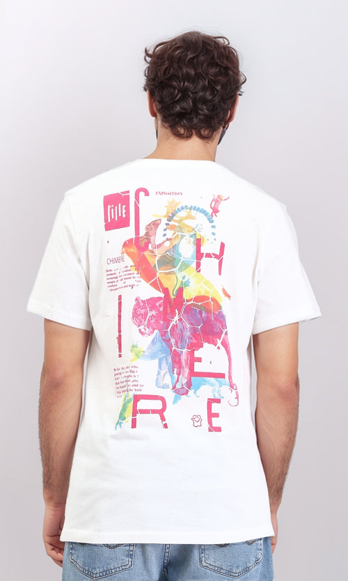 R209425 - Short Sleeves Slip On Printed Tee - White