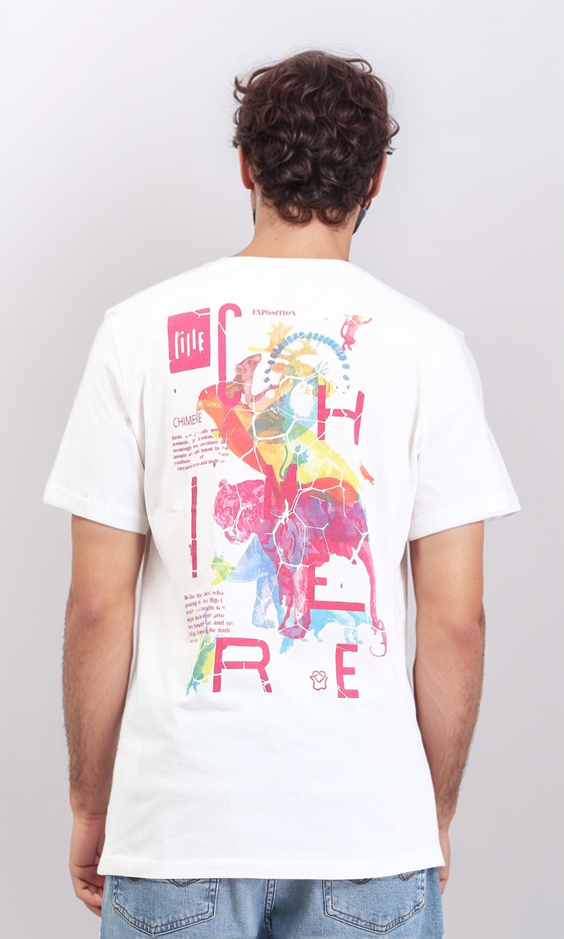 R209425 - Short Sleeves Slip On Printed Tee - White