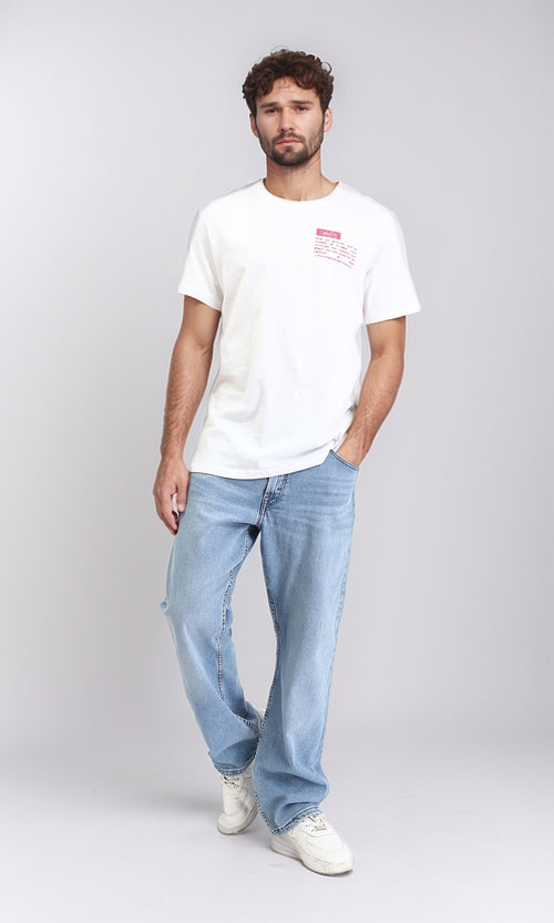 R209425 - Short Sleeves Slip On Printed Tee - White