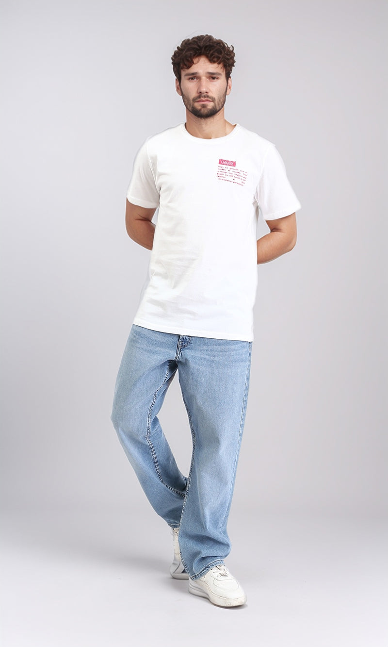 R209425 - Short Sleeves Slip On Printed Tee - White