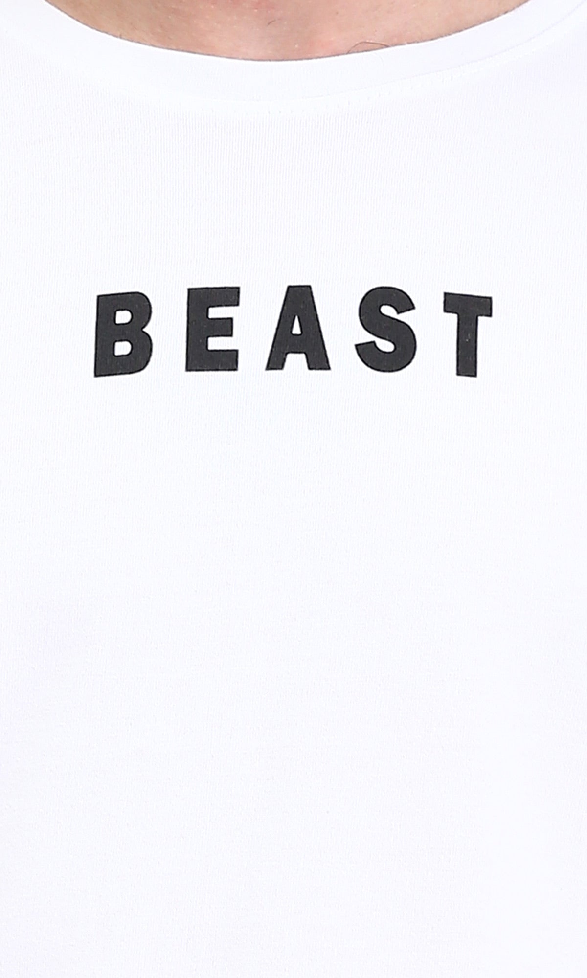 R209426 - Short Sleeves "Beast" Printed Tee - White