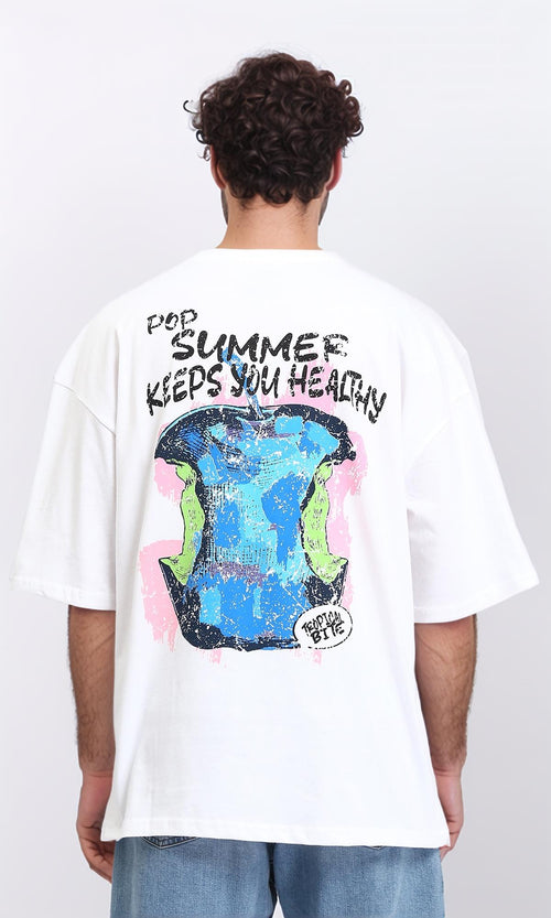 R209427 - Front & Back Crew Neck Cotton Tee - White