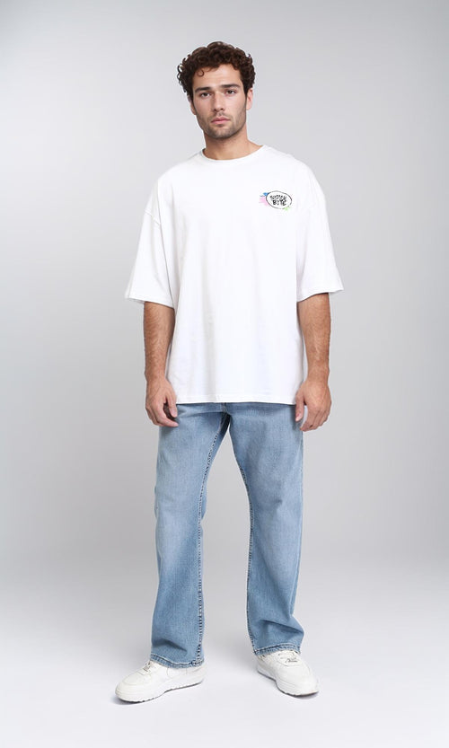 R209427 - Front & Back Crew Neck Cotton Tee - White