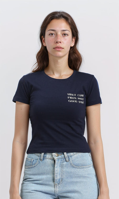 R209433 - Regular Fit Short Sleeves Summer Tee - Navy Blue