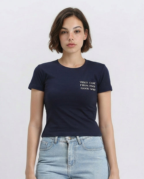 R209433 - Regular Fit Short Sleeves Summer Tee - Navy Blue
