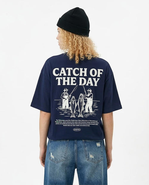 R209434 - "Always Fresh" Printed Slip On Tee - Navy Blue