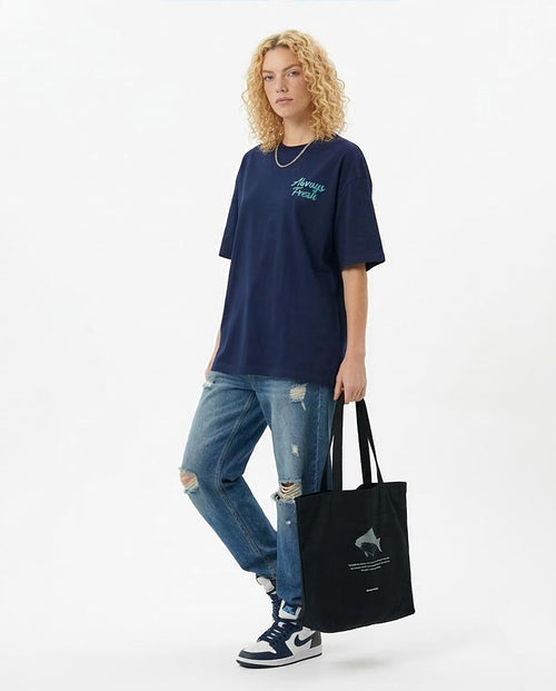 R209434 - "Always Fresh" Printed Slip On Tee - Navy Blue