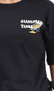 R209435 - "Summer Time" Printed Drawstring Tee - Black