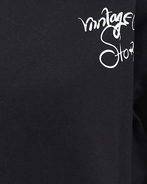 Ravin Women's Oversized Boxy Crop T-Shirt with Back Beach Graphic – Black - R209436