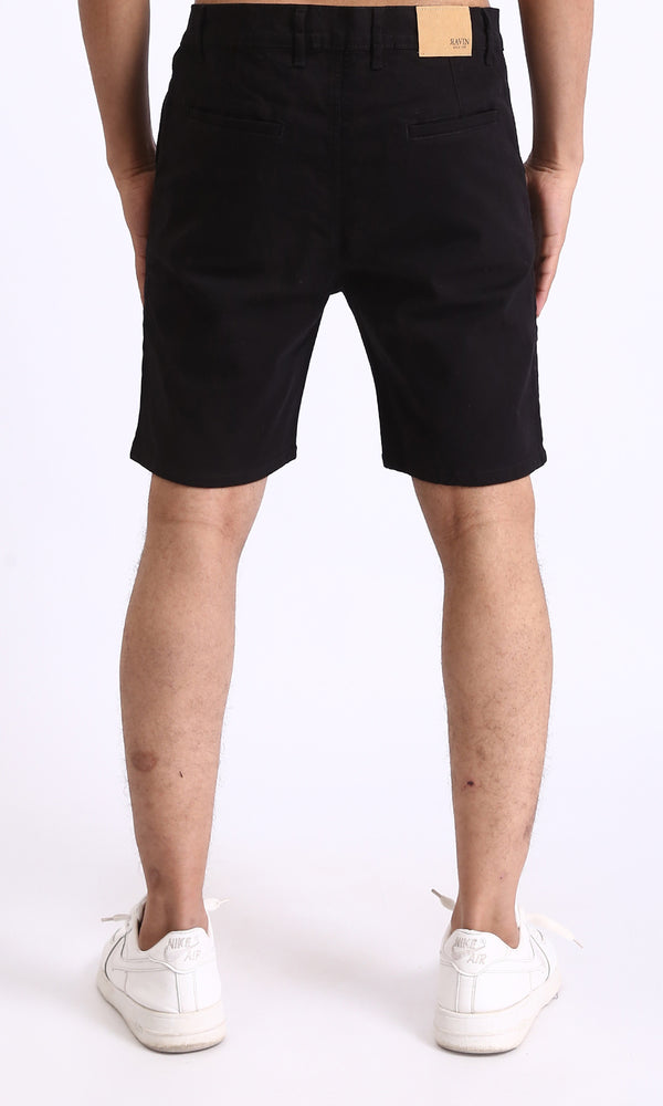 R209459-Casual Solid Cotton Shorts - Black