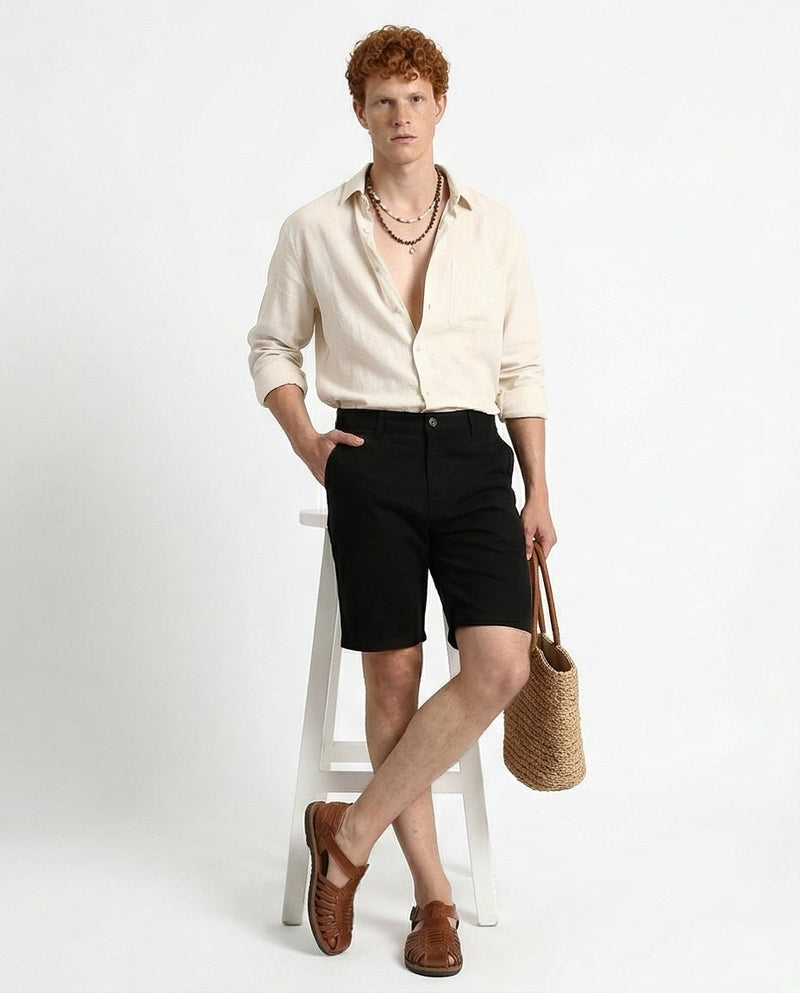 Ravin Men's Slim-Fit Chino Shorts - Classic Black Casual Shorts for Summer & Travel - Black - R209459