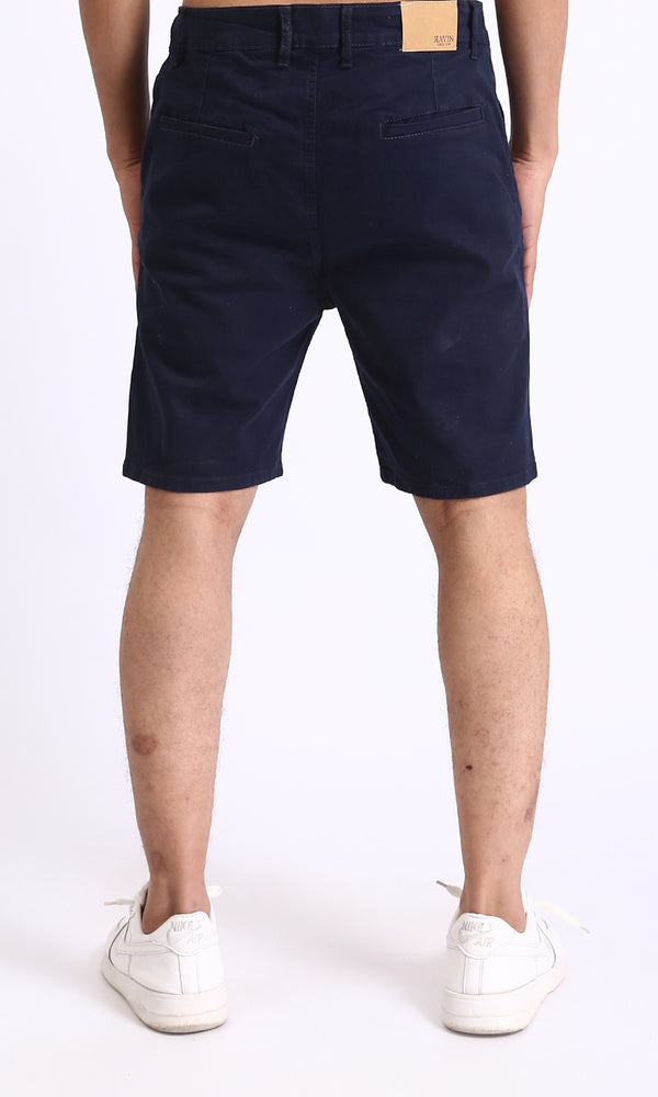 R209460 - Casual Solid Cotton Shorts - Navy Blue