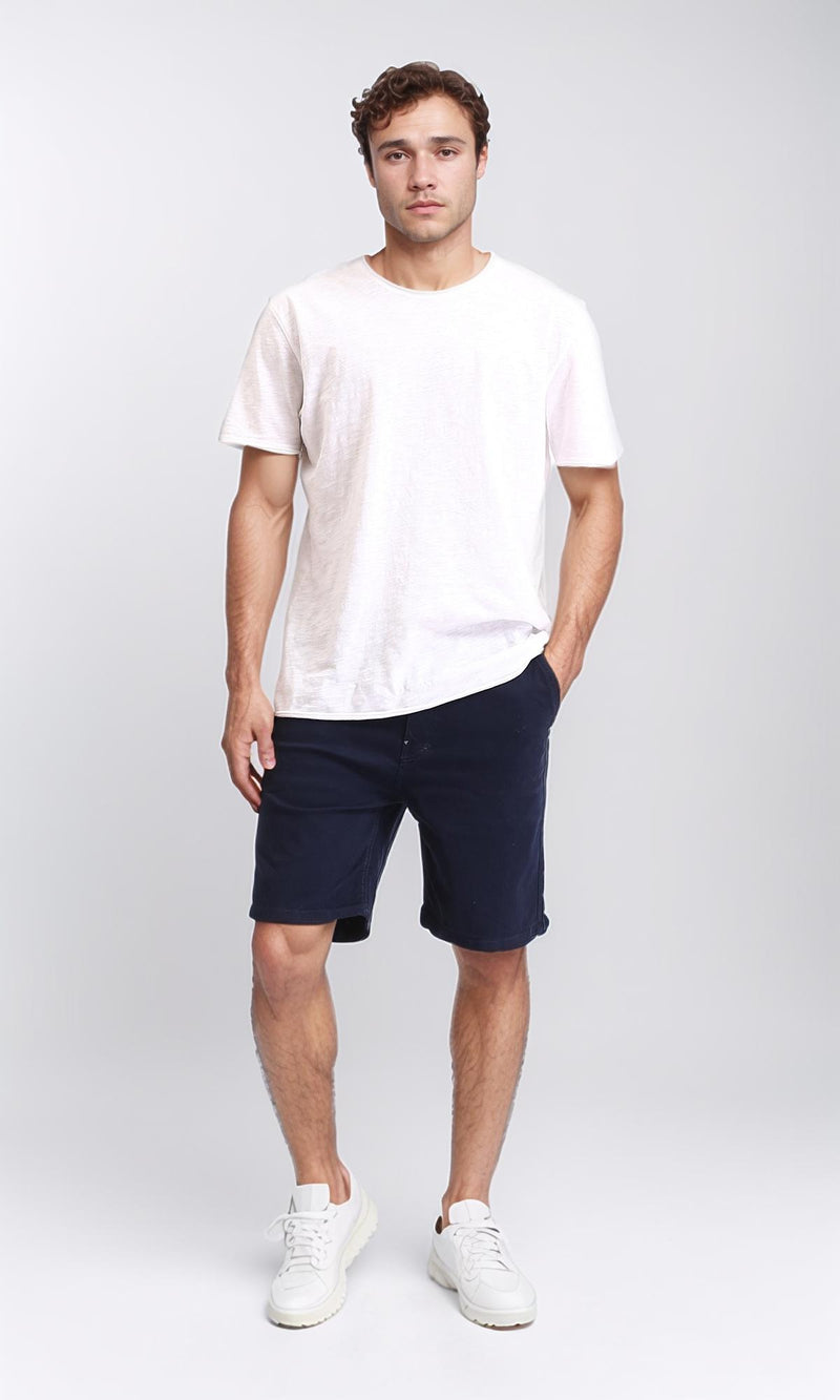 R209460 - Casual Solid Cotton Shorts - Navy Blue