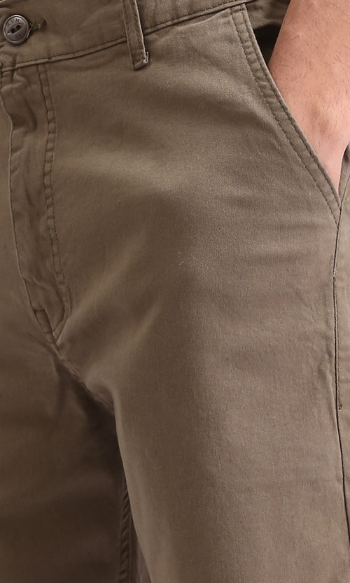 R209461 - Casual Solid Cotton Shorts - Dark khaki