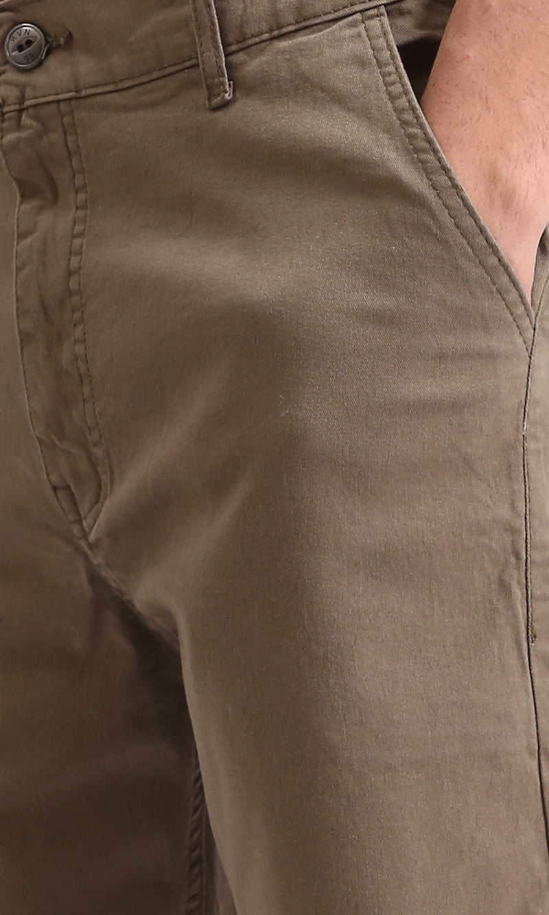 R209461 - Casual Solid Cotton Shorts - Dark khaki