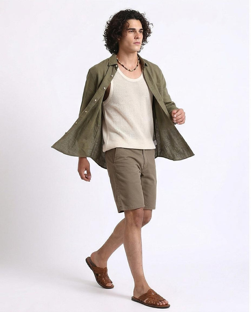 Ravin Men's Slim-Fit Chino Shorts in Khaki – Essential Summer Everyday Wear - R209461
