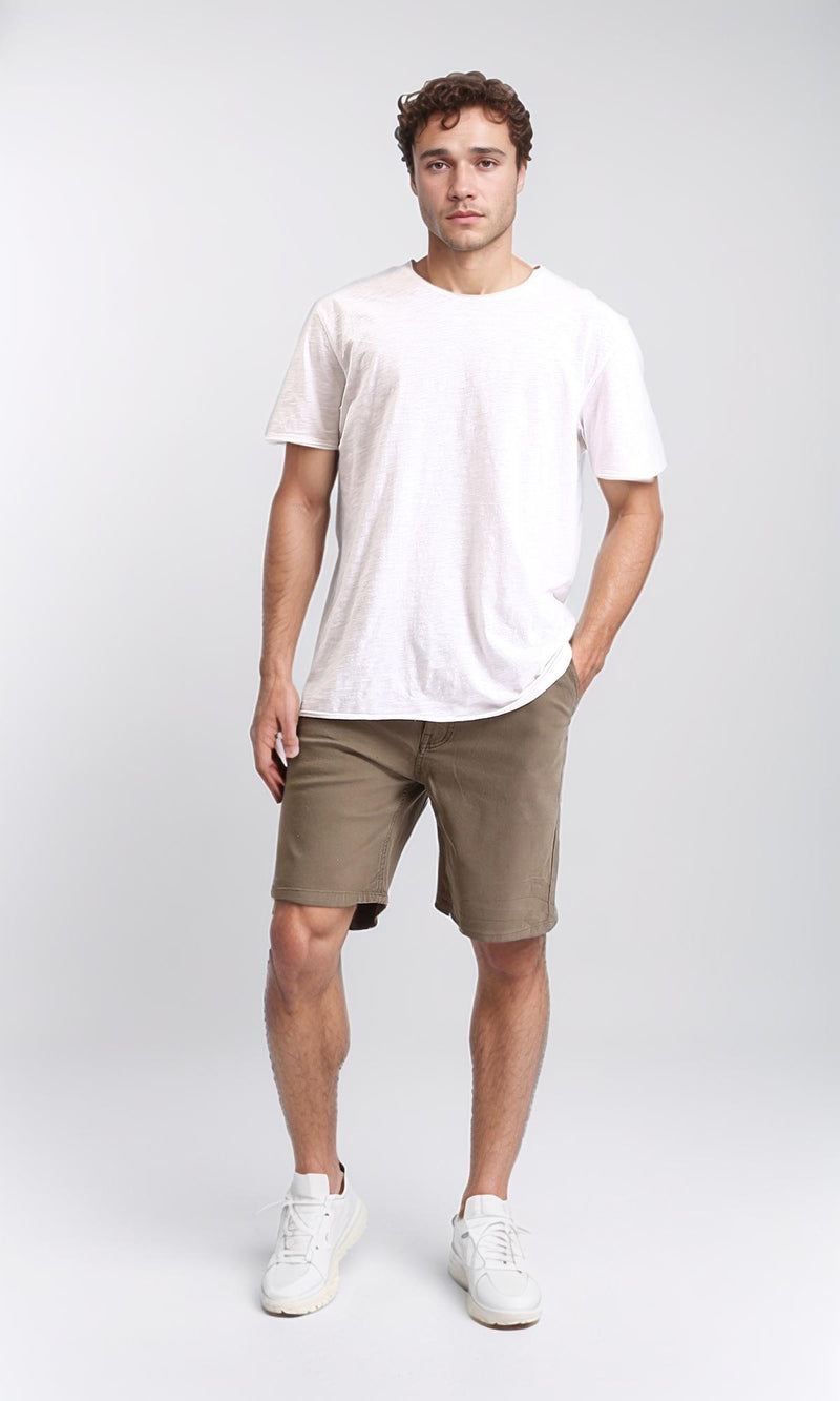 R209461 - Casual Solid Cotton Shorts - Dark khaki
