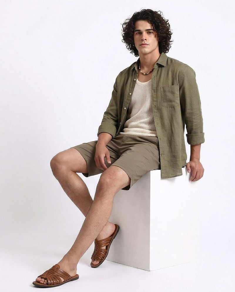 Ravin Men's Slim-Fit Chino Shorts in Khaki – Essential Summer Everyday Wear - R209461
