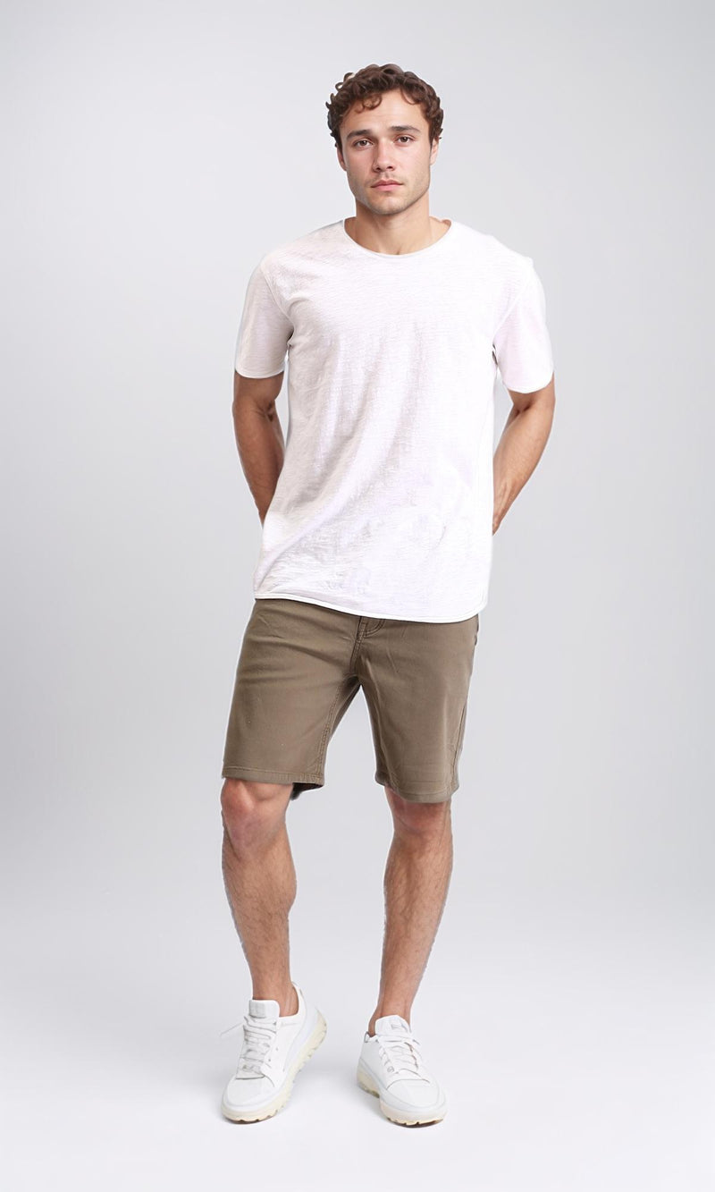 R209461 - Casual Solid Cotton Shorts - Dark khaki