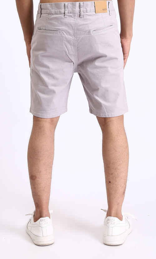 R209462 - Casual Solid Cotton Shorts - Light Grey