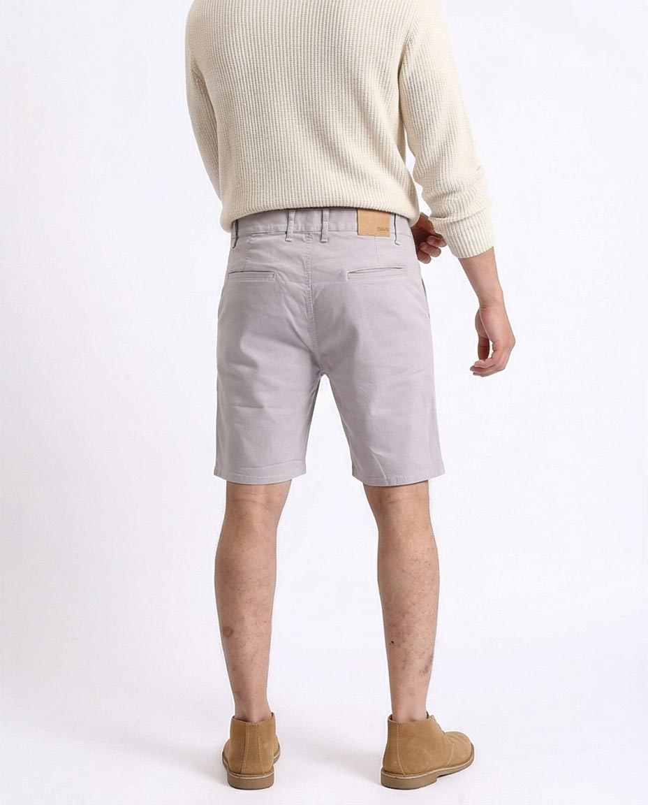 Ravin Men’s Slim-Fit Chino Shorts - Light Grey/Lilac Tinted with Contrast Stitching - R209462