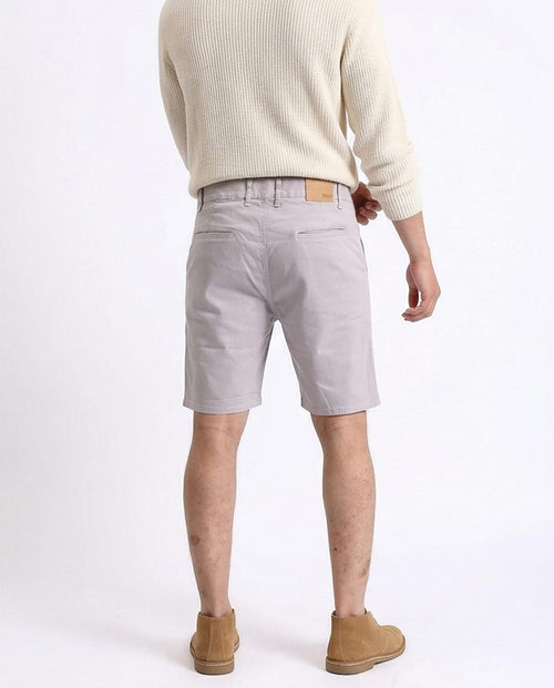 Ravin Men’s Slim-Fit Chino Shorts - Light Grey/Lilac Tinted with Contrast Stitching - R209462