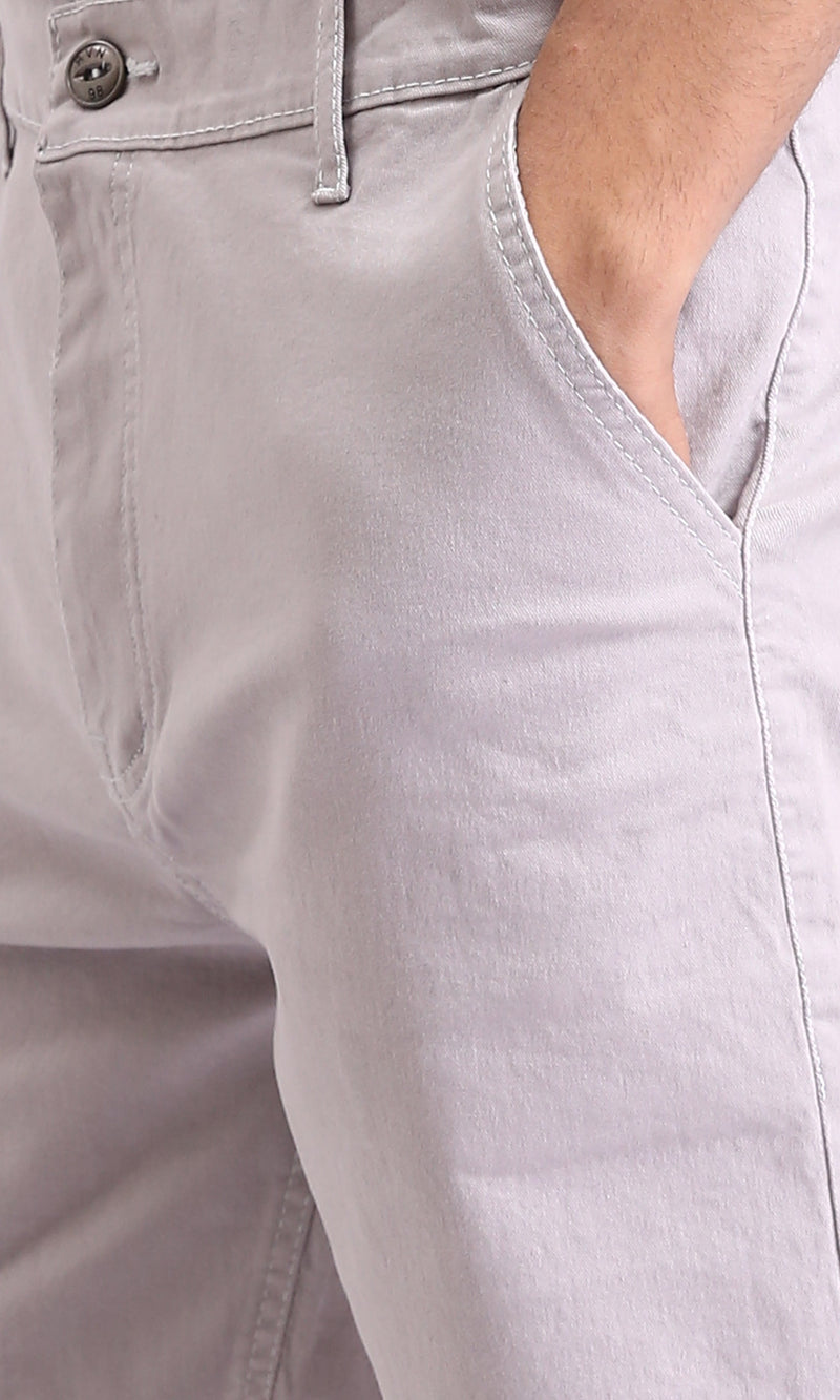 R209462 - Casual Solid Cotton Shorts - Light Grey