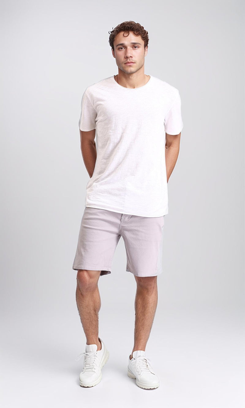R209462 - Casual Solid Cotton Shorts - Light Grey