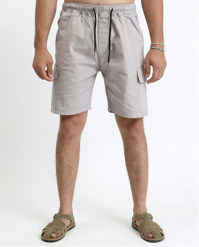 Men's Cargo Utility Shorts - Relaxed Fit Drawstring Shorts with Side Pockets In Dove Grey